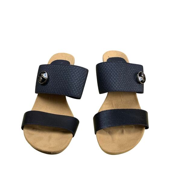 Lindsay Phillips Emily Wedge Slide Sandal Black Size 6  Resortcore NWOT - Picture 2 of 8